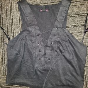 Black suede crop top